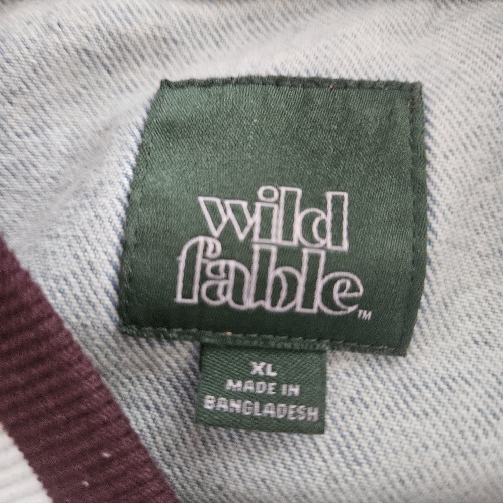 NWT Wild Fable XL Varsity Bomber Jean Jacket - Picture 4 of 7